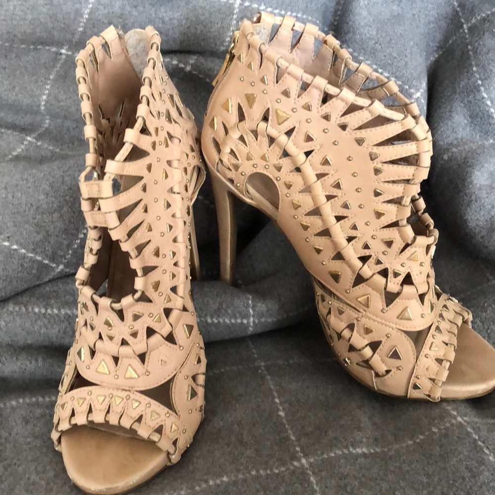Tan heeled booties
